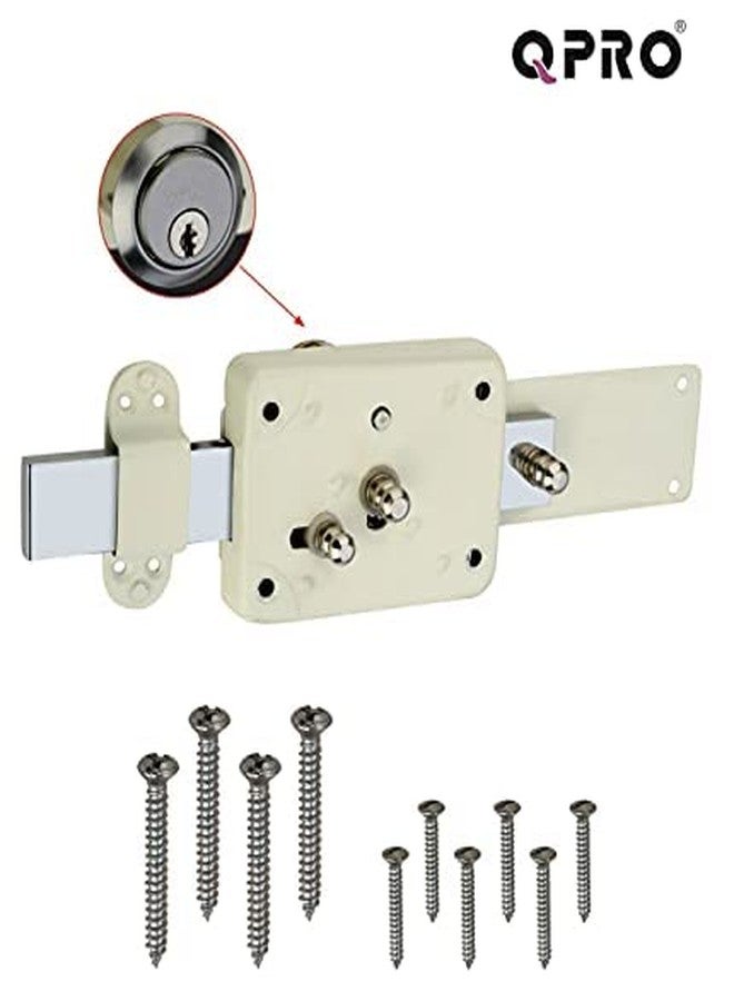QPRO® Main Door Lock, Pin Cylindrical 6 Turn Interlock with 3 Keys/Interlock for Main Door/Door Lock (Ivory Finish, Pack of 1Pcs.) - Image 2